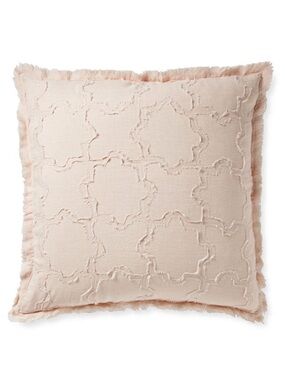 Serena and Lily Fringed Textured Throw Pillow in Blush Pink 24 x 24